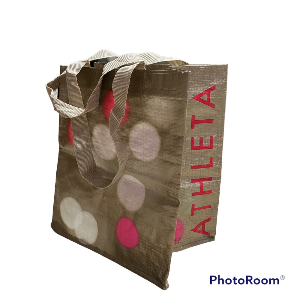 ◻️ATHLETA: Reuseable, medium size bag, gold w/dot pattern, barely used◻️